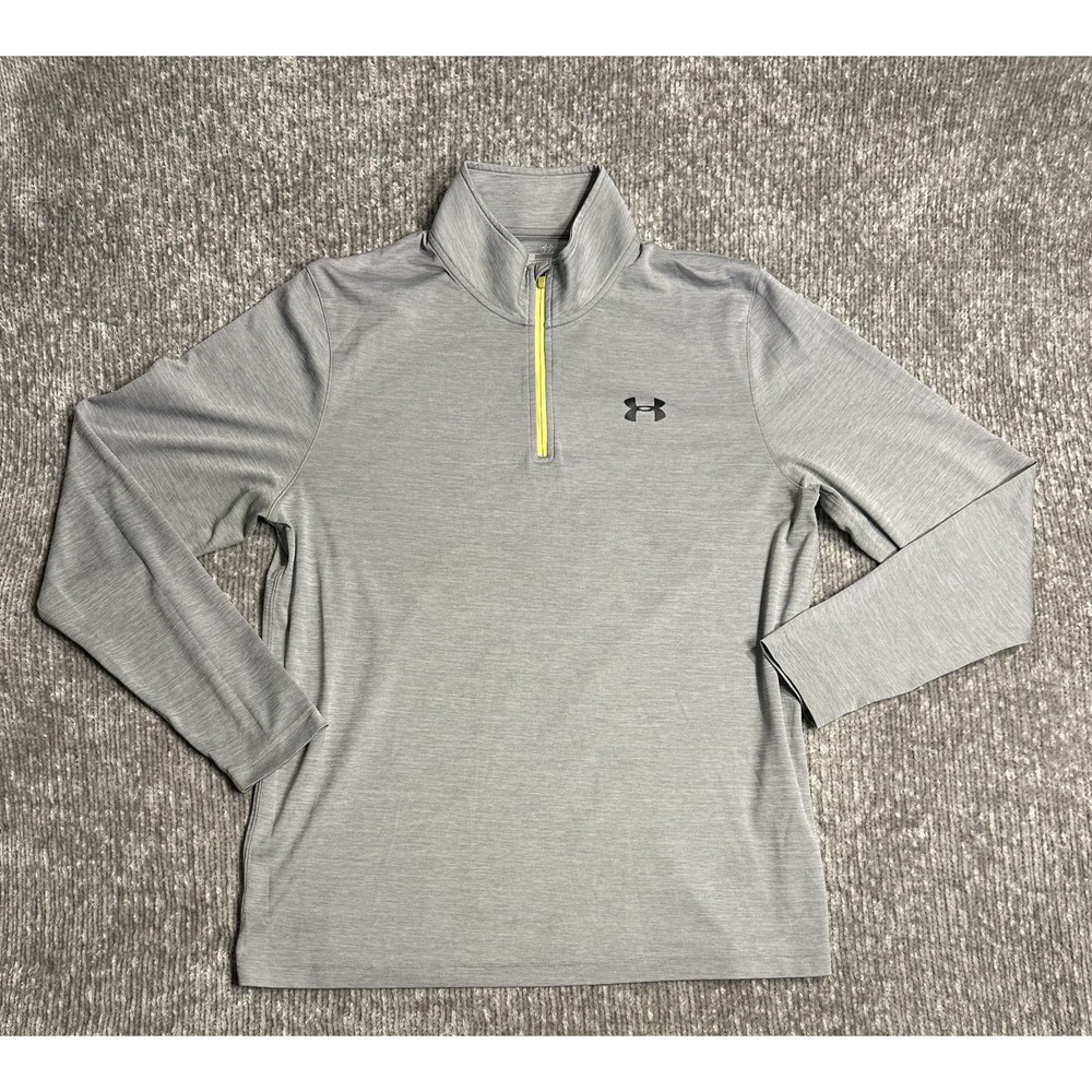 Under Armour Pullover Mens L Gray Quarter Zip HeatGear Loose Sweatshirt Golf